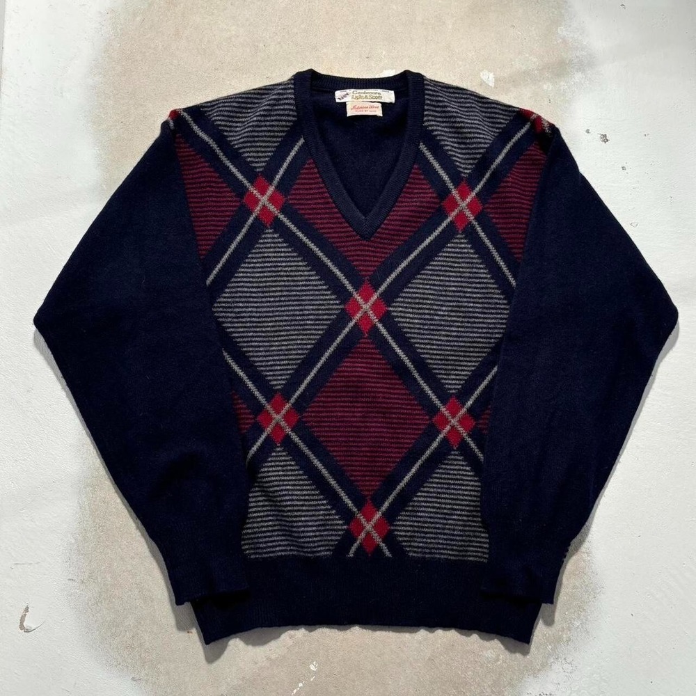vintage lyle and scott pattern cashmere sweater